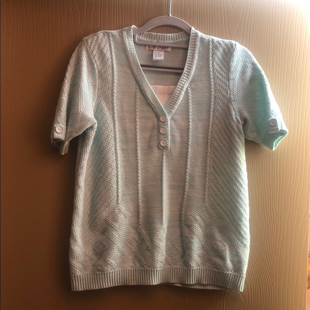 Light Blue V-Neck Knit Top